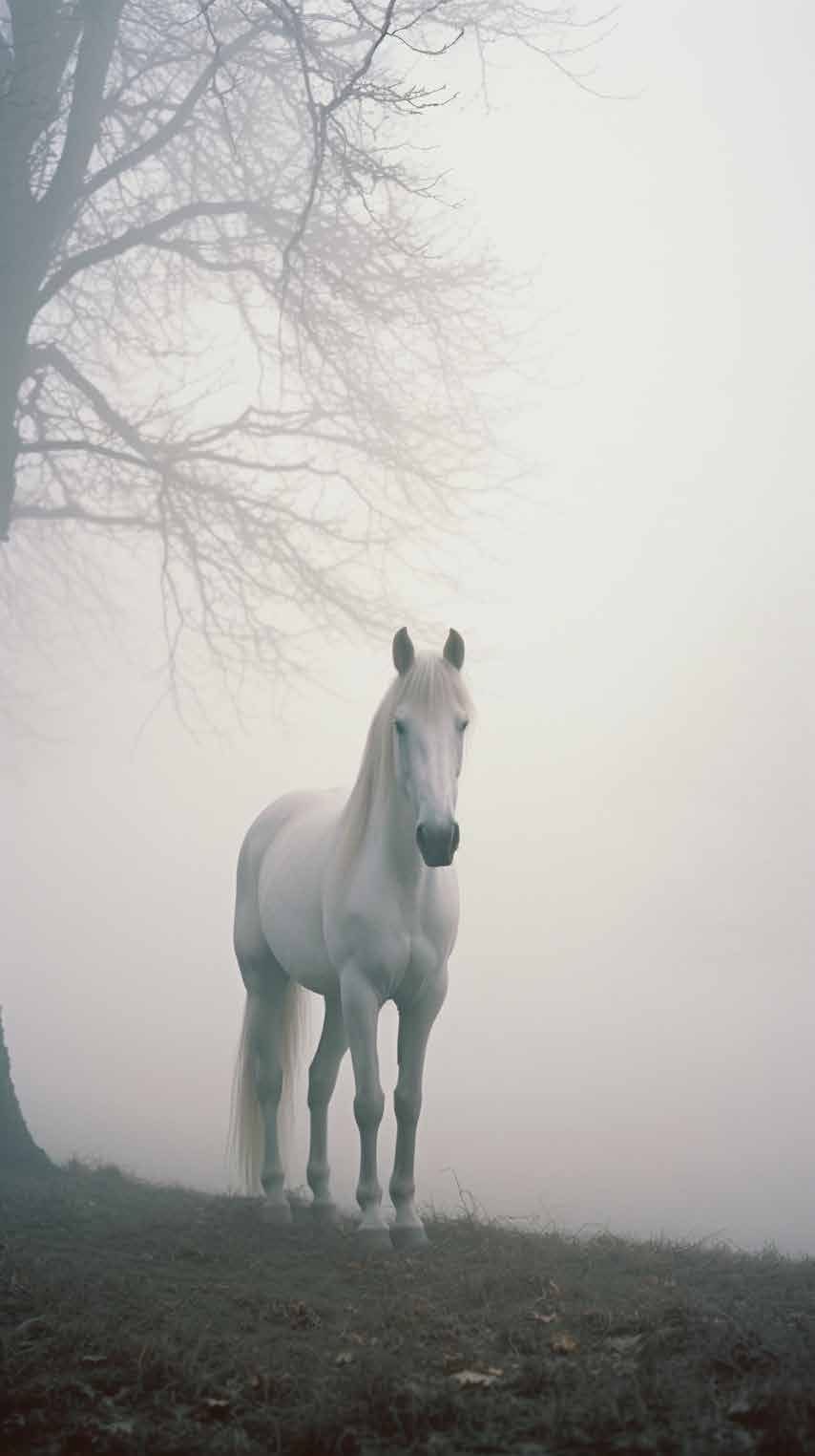 Cavallo bianco nella nebbia